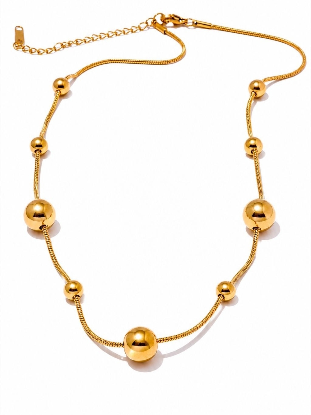Polished Gold Bead Necklace - Picture 4 of 6